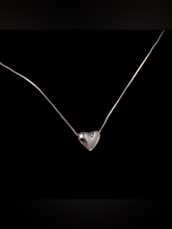 925 Sterling Silver Jewelry - Stamped 925 Sterling Silver Necklace with Puffed Heart Pendant